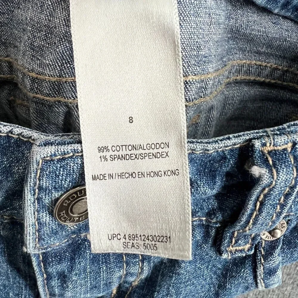 Vintage Route 66 Girls Flare Bootcut Jeans Size 8 Rhinestone 90s Stretch Denim